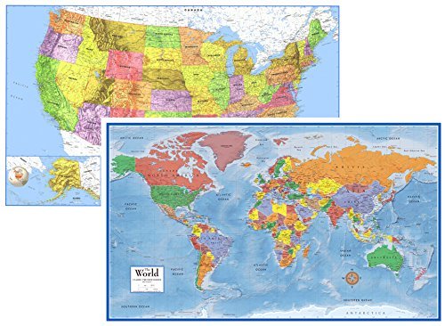 24x36 World And USA Classic Premier 3D Two Wall Map Set