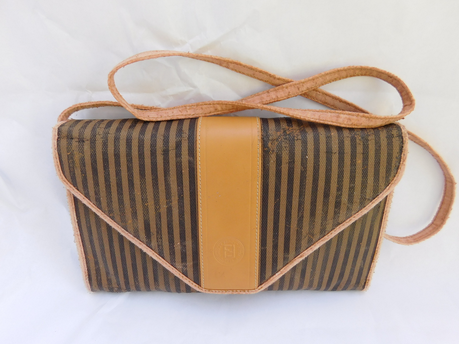Vintage Fendi Striped Convertible Clutch Crossbody Purse Bags