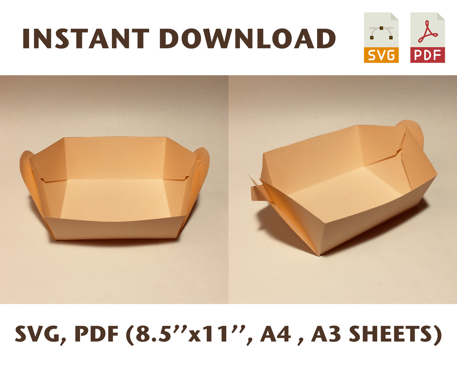 Paper tray template, cookie tray, snack tray, chips tray, popcorn tray