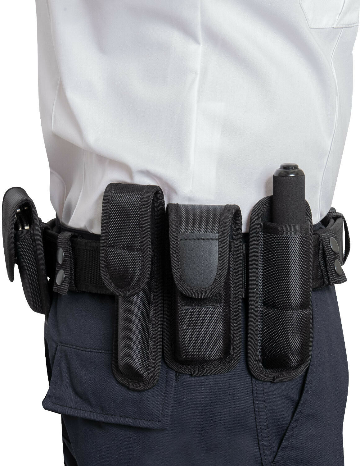 Black Deluxe Duty Belt & 7 Tactical Pouches Heavy Duty Law Enforcement