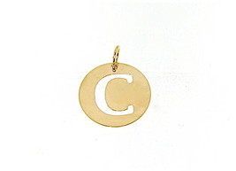 18K YELLOW GOLD LUSTER ROUND MEDAL WITH A LETTER C MADE IN ITALY DIAMETER 0.5 IN image 1