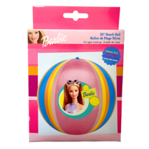 Vintage 2002 Barbie Inflatable Beach Ball 20&quot; New In Box Pink Blue Matte... - $19.99