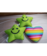 Lot Of 3 Little Miss Matched Reversible Green Star/Rainbow Heart Pillow - $26.10