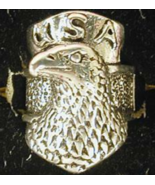 DELUXE USA EAGLE HEAD SILVER BIKER RING BR221 mens RINGS jewelry NEW EAGLES - $12.34