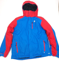 Salomon Girls Size 14Y XL Ski Jacket Hooded Advanced Skin Dry Coat Blue Red - $49.45