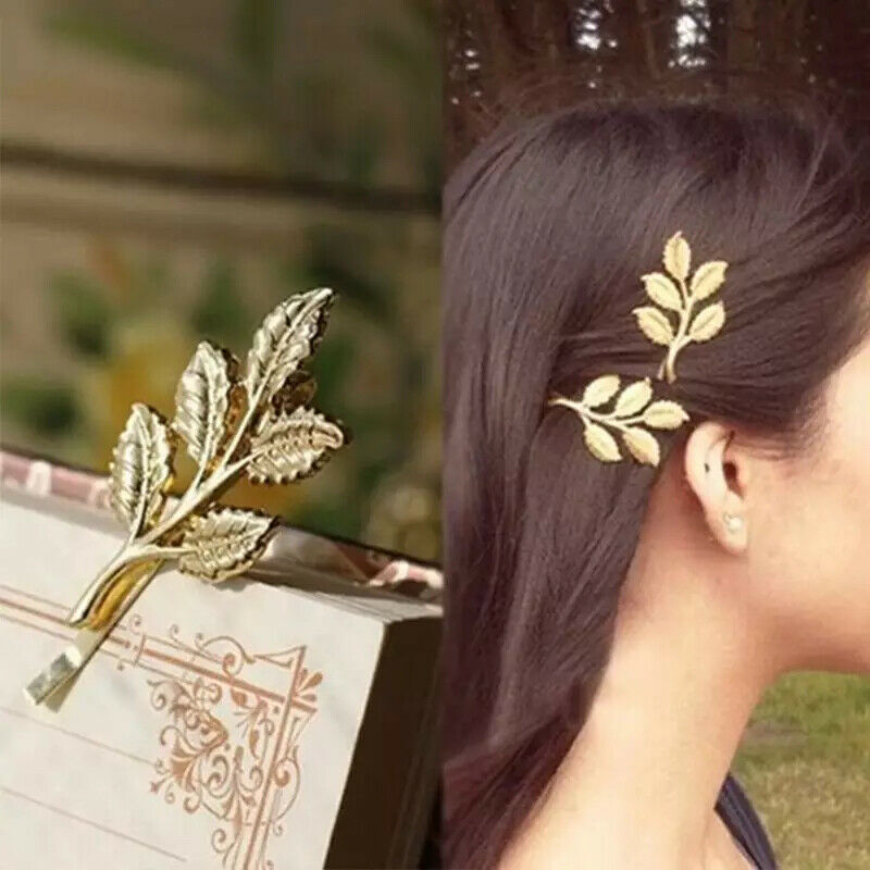 Chic Olive Branch Leaf Pearl Metal Hair Clip Bobby Pin Barrette Hair Accessories