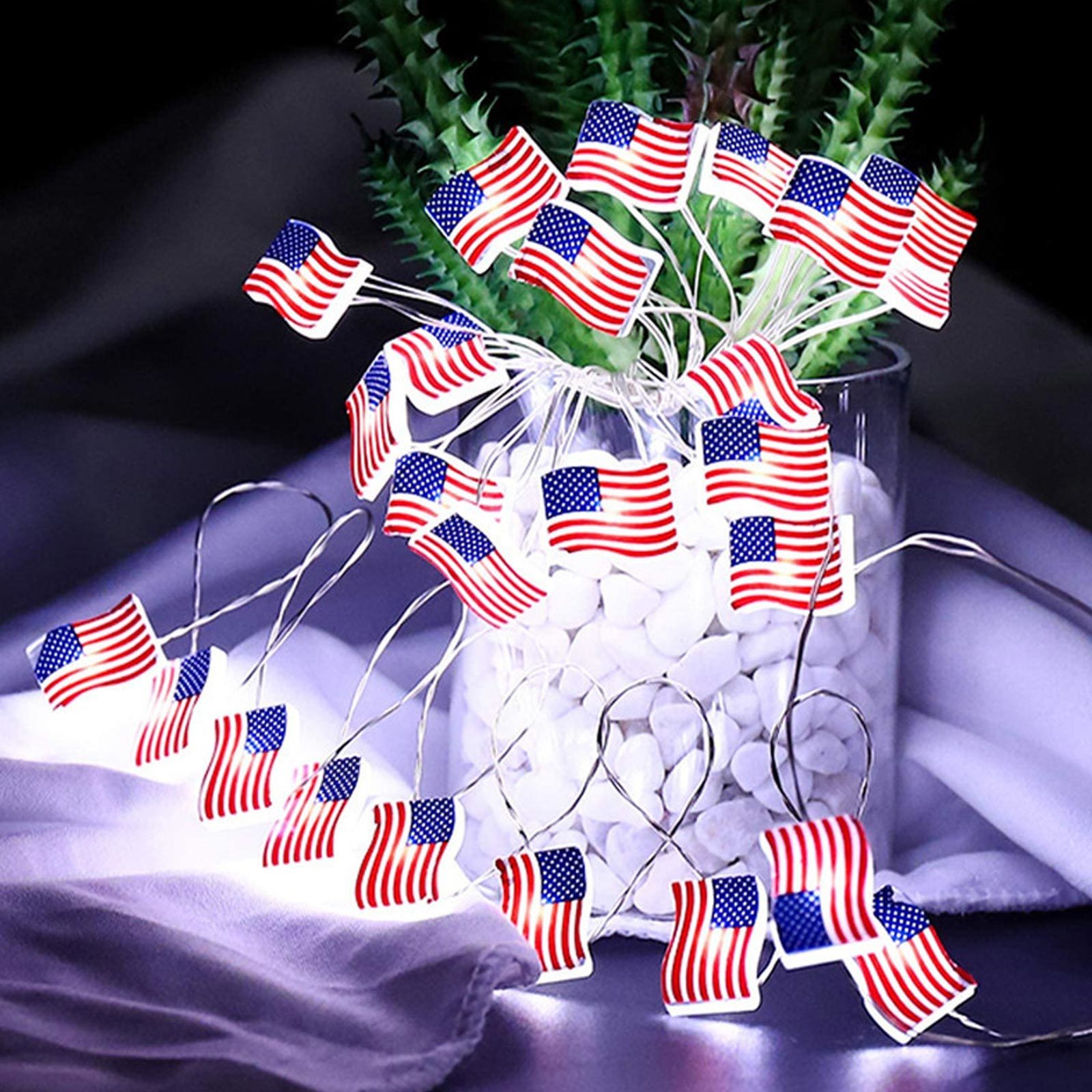 Primary image for Led lights Flag Star String Lights Powered By Battery for Independence Day 4th o