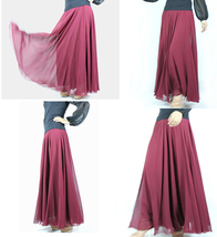 Melon Red Chiffon Skirt High Waisted Beach Chiffon Skirt Plus Size image 9