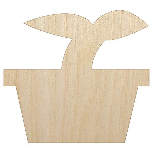 Plant Sprout Gardening Solid Unfinished Wood Shape Piece Cutout for DIY Craft Pr