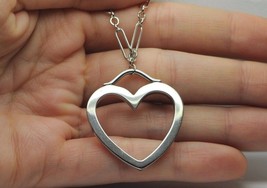 TIFFANY &amp; CO. 18K White Gold LARGE Heart Link Necklace (18&quot;) - $1,650.00