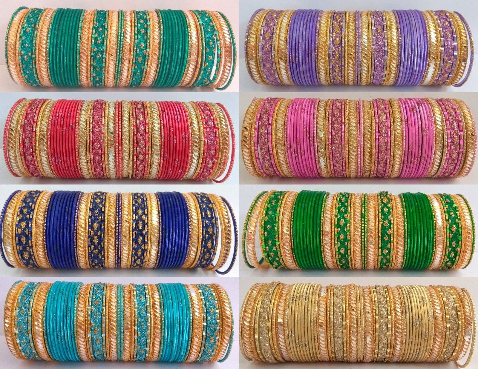 Indian Bracelet 52 pcs Bangles Jewelry Glitter Fashion Women Colored