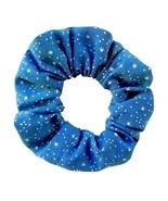 Handmade scrunchie in upcycled cotton and biodegradable elastic star blu... - $11.30