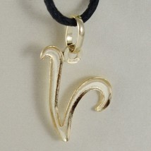 18K YELLOW GOLD PENDANT CHARM INITIAL LETTER V, MADE IN ITALY 0.7 INCHES, 18 MM image 2