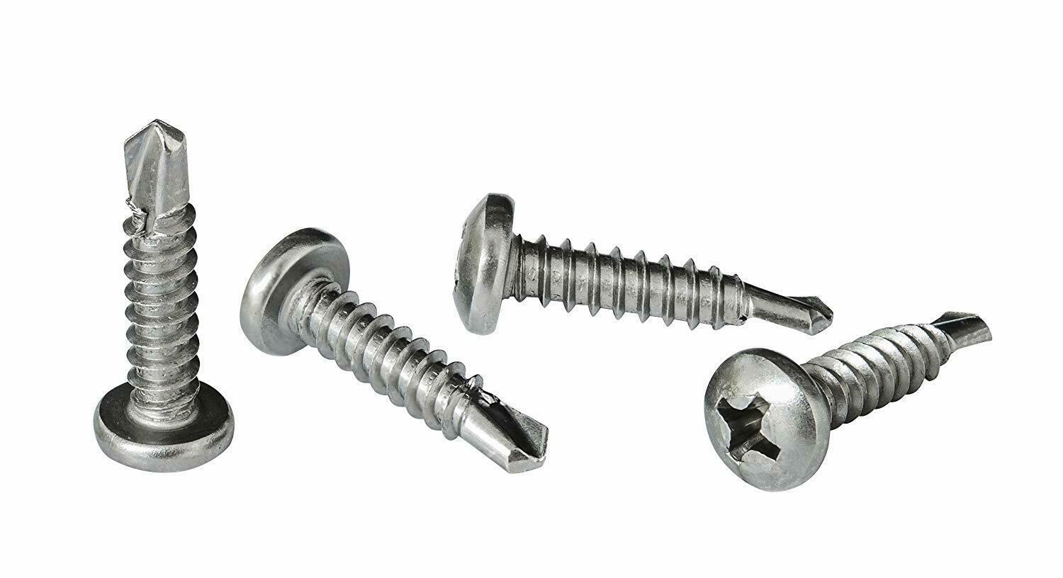 8 x 3/4" Phillips Pan Head SelfDrilling Sheet Metal Screws 410 SST 50