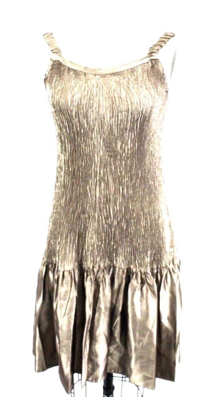 Jolie Mine Paris France Crinkle Pleats Dress Bronze Metal Polyester ...
