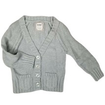 OLD NAVY Girls M Cardigan Sweater Grandpa Style Gray 100% Cotton Pockets... - $4.74