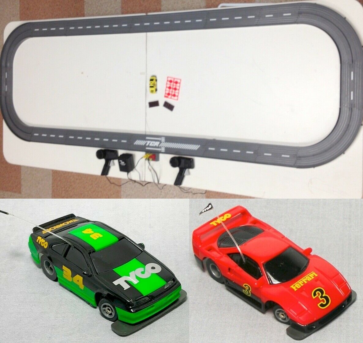 1993 UNUSED TYCO TCR Slotless Slot Car RACE SET 13ft + 3 Vehicle FORD ...