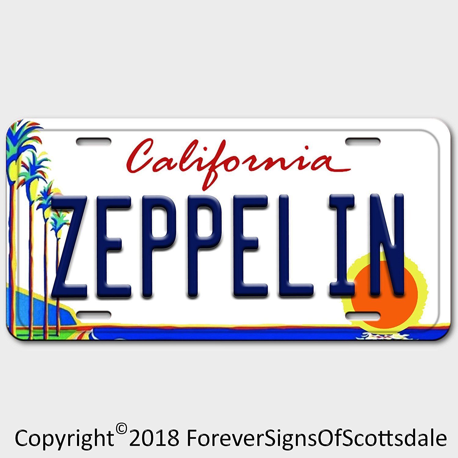 Led Zeppelin Rock And Roll California Aluminum Vanity License Plate