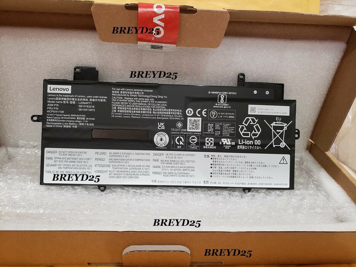 GENUINE 2021 LENOVO THINKPAD X1 YOGA GEN 6 X1 CARBON GEN 9 BATTERY
