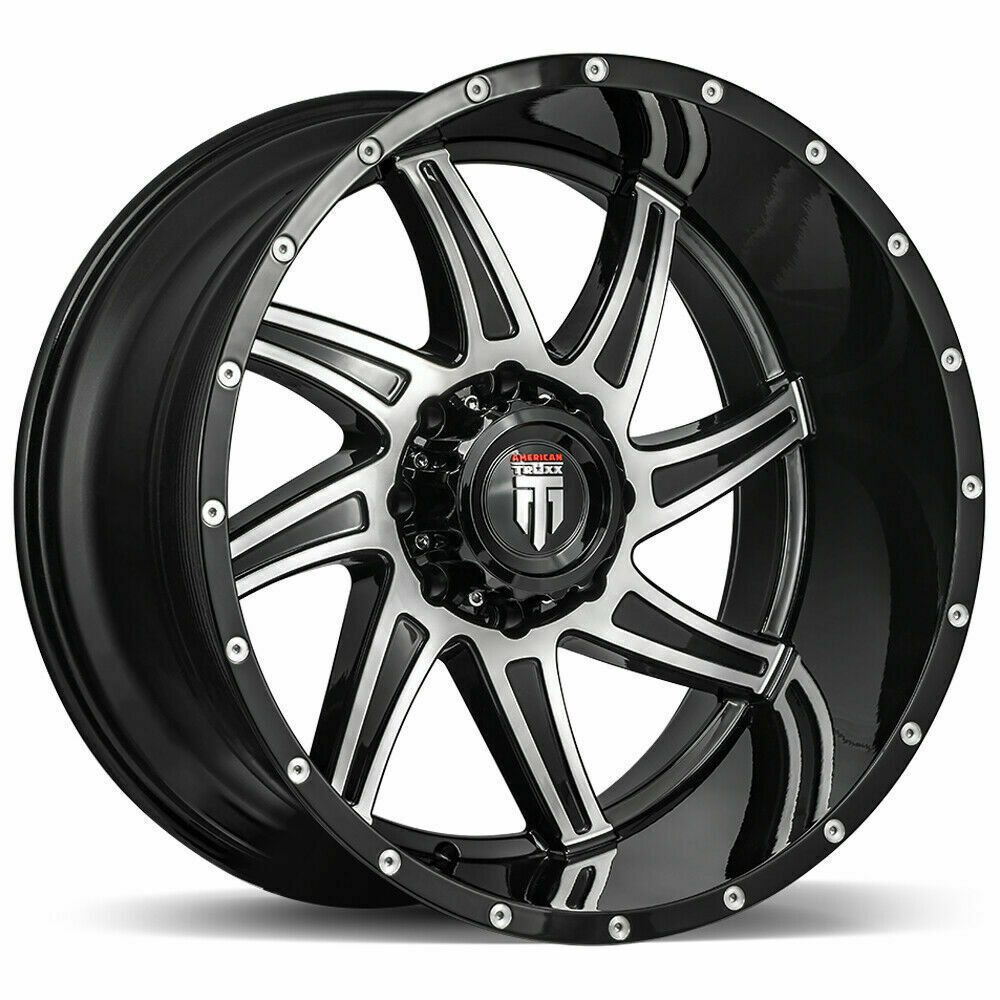 24x14 American Truxx AT162 Vortex 5x5.5/5x139.7 -76 Black Machined