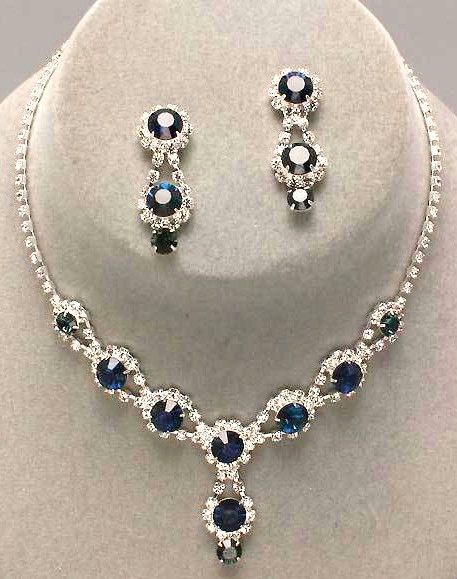 Montana Blue Swarovski Crystal Bridesmaid Necklace Set - Jewelry Sets