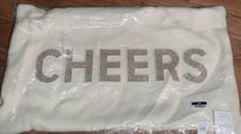 Pottery Barn Cheers Gold Sparkle Knit Pillow Cover Ivory 16x26&quot;Holiday N... - $39.60