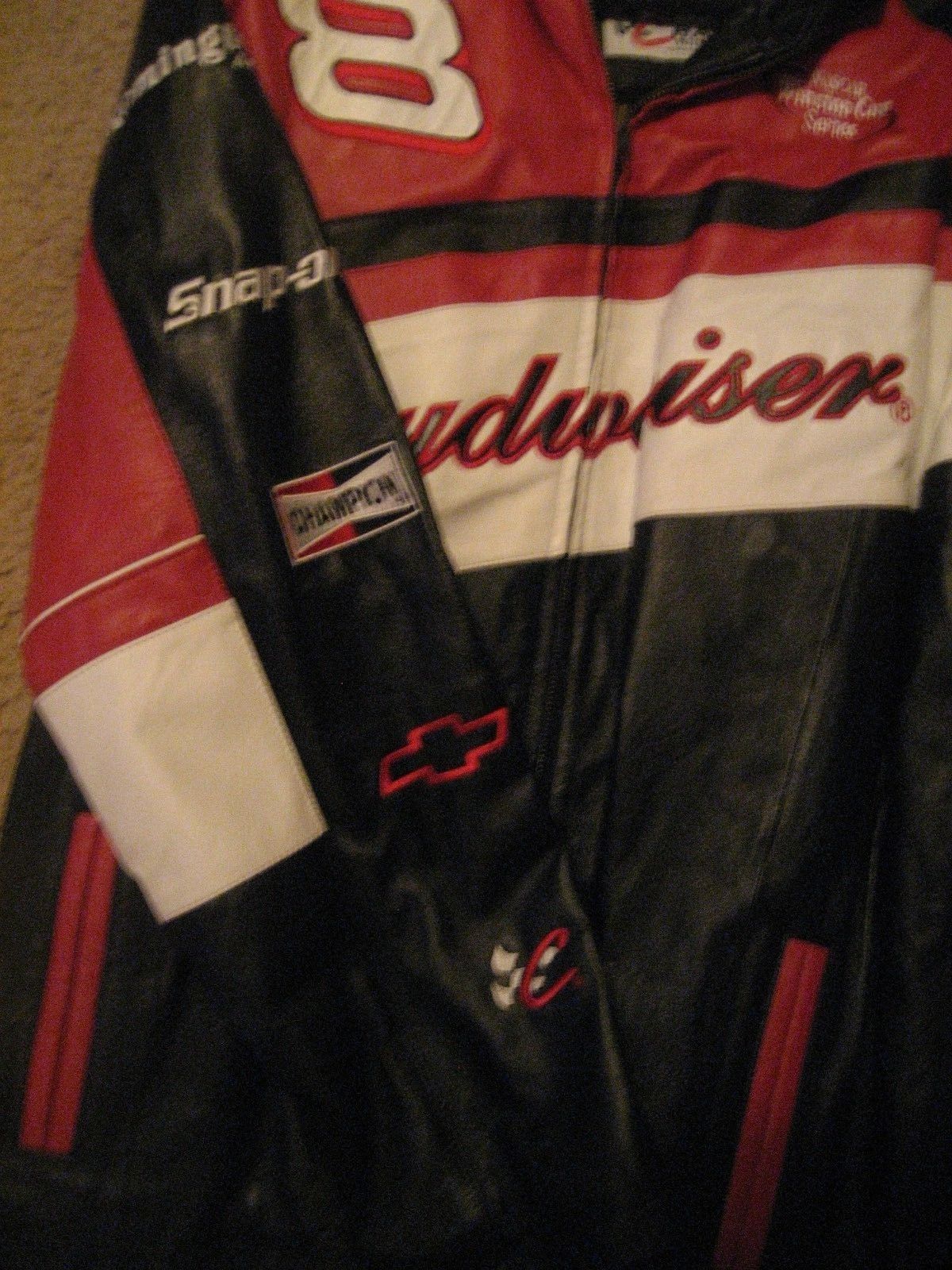 Dale Earnhardt Jr. Budweiser Leather Jacket Size Large Wilson Leather NASCAR - Coats & Jackets
