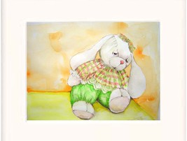 White Toy Rabbit Watercolor/color Pencil - Prints  - $35.00