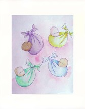 Babies Floating Watercolor/Color Pencils - Prints  8&quot; X 10&quot; - $35.00