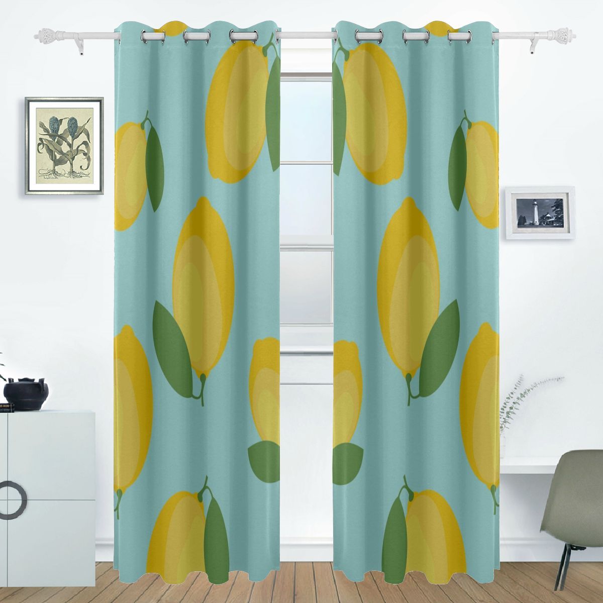 Curtains Kids Bedroom Sour Lemon Yellow Lovely Pattern Print Livingroom Curtain Window
