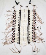 LARGE NATIVE INDIAN STYLE BONE BREAST CHEST PLATE BLACK &amp; BURGANDY beads... - $61.75