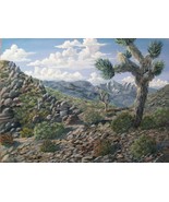 Desert Joshua Mountains Original Oil Painting By Irene Livermore  - $1,195.00
