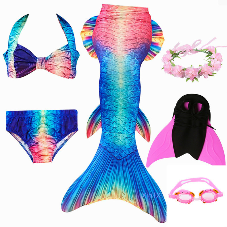 2019 NEW 6PCS/Set Girl Swimming Mermaid Tail Swimsuit With Monofin Girl swimwear