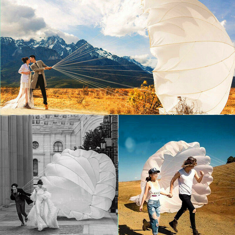 White Round Diameter 5.5m/18Ft, 7m/23Ft Parachute for Wedding Photography