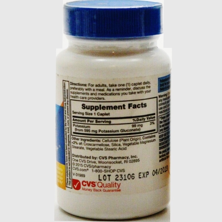 CVS Potassium Gluconate 595mg Muscle & Nerve Health 100 Caplets