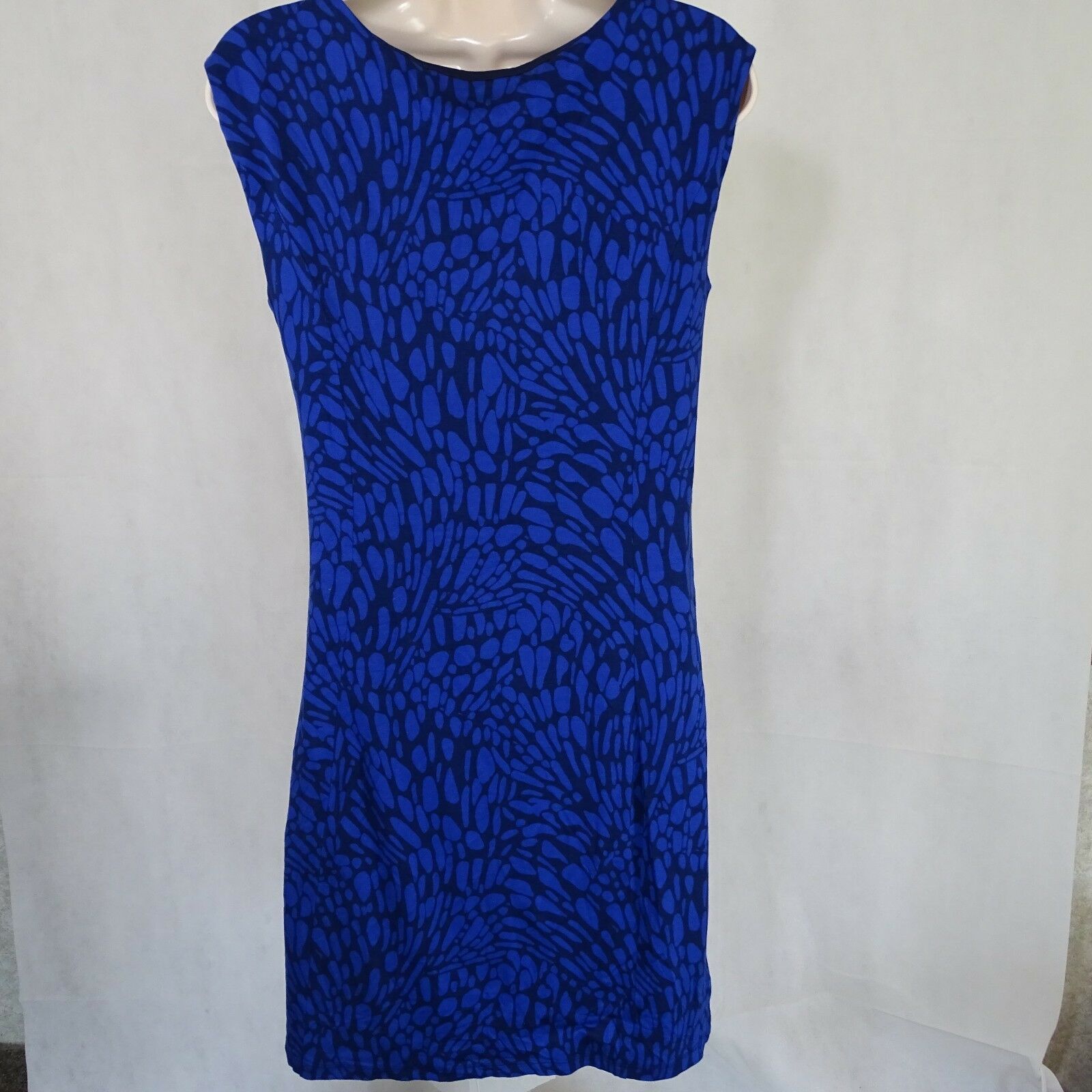 Ann Taylor Loft Sheath Dress Women Size S Blue Black Sleeveless Stretch ...