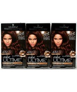 3 Boxes Schwarzkopf Color Ultime 4.82 Dark Mahogany Brown Permanent Hair... - $32.99