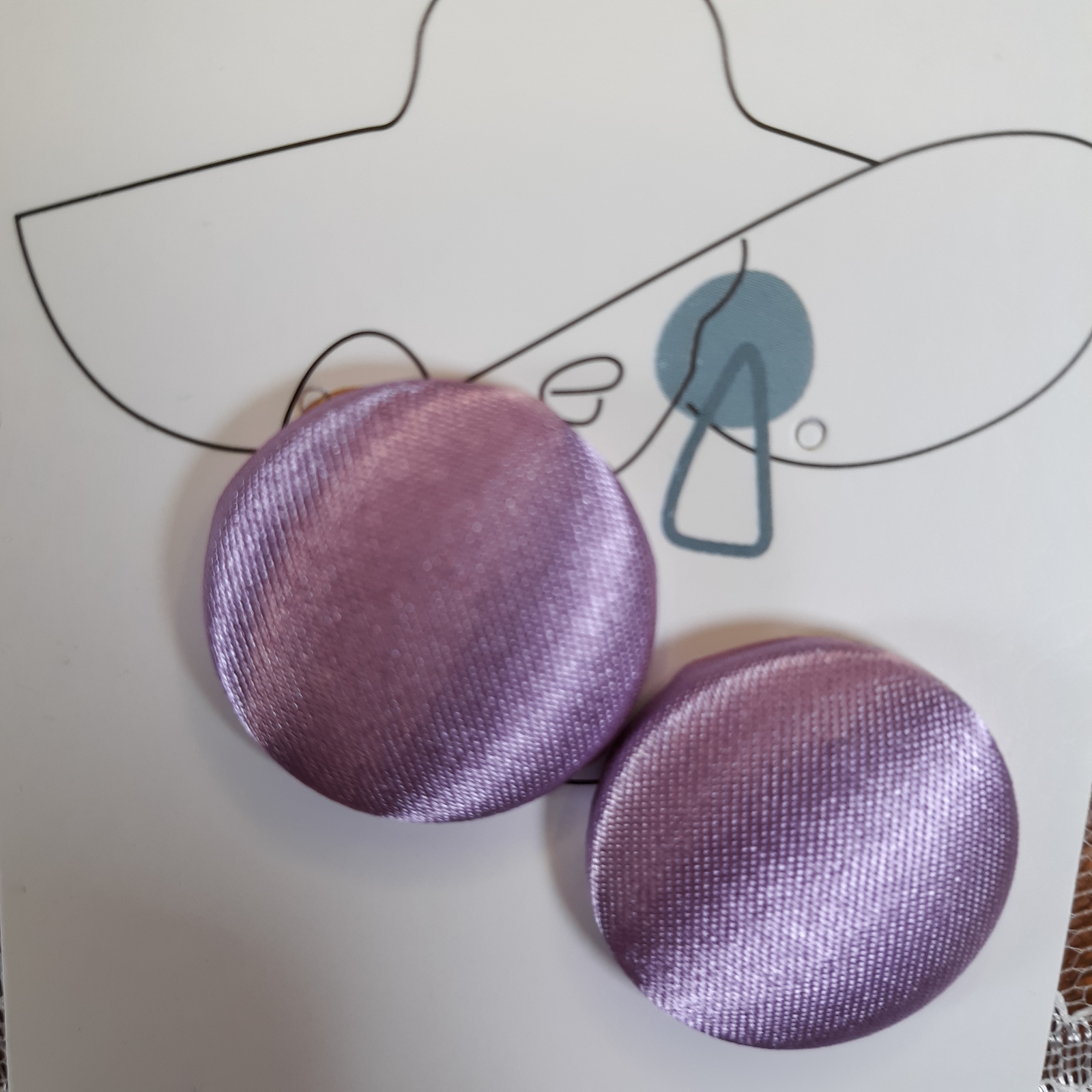 Primary image for PASSION PURPLE Satin Button Earrings - CLIP ON - Handmade by Rene