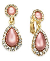 Charter Club Gold-Tone Pave & Imitation Pearl Clip-On Drop Earrings, Created for - $16.40