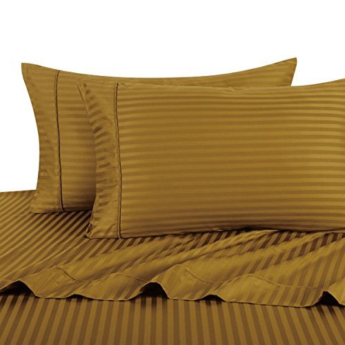 Stripe Bronze CaliforniaKing Size Sheets, 4PC Bed Sheet Set, 100