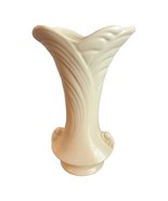 Vintage Shawnee Pottery Vase Ruffled Rim Pedestal Base 9&quot; Matte Cream USA - $19.79