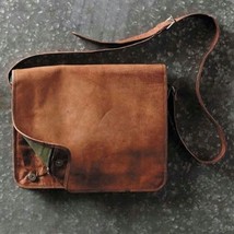 Men&#39;s Handmade Vintage Brown Leather Messenger Bag Genuine Leather Shoul... - £35.73 GBP+