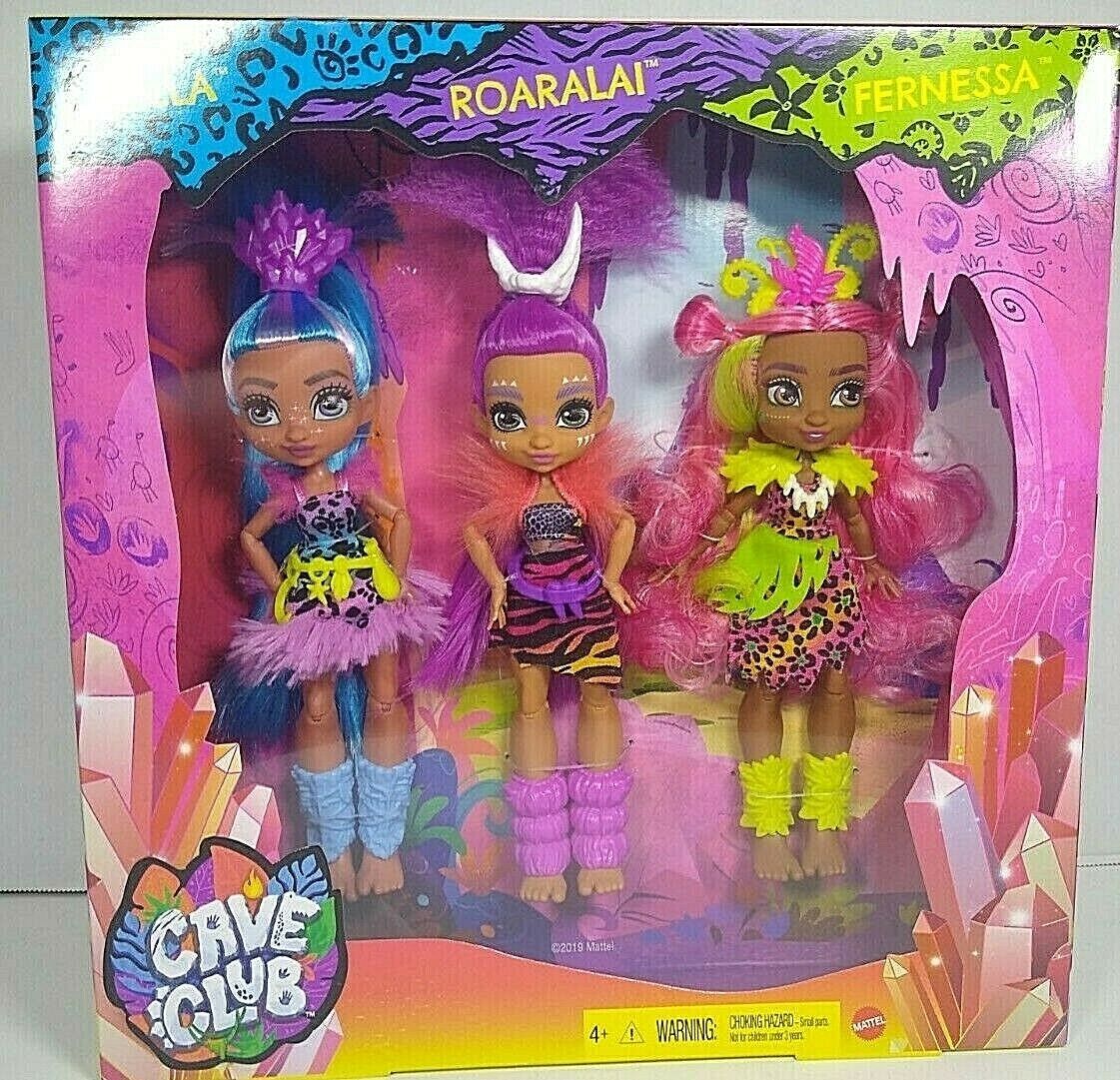 Primary image for CAVE CLUB 3 Pack Of Dolls. TELLA, ROARALAI, FERNESSA - Prehistoric Kids Fashions