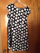 Women's Motherhood Maternity Polka Dot White Black Dress, Size L - $13.99