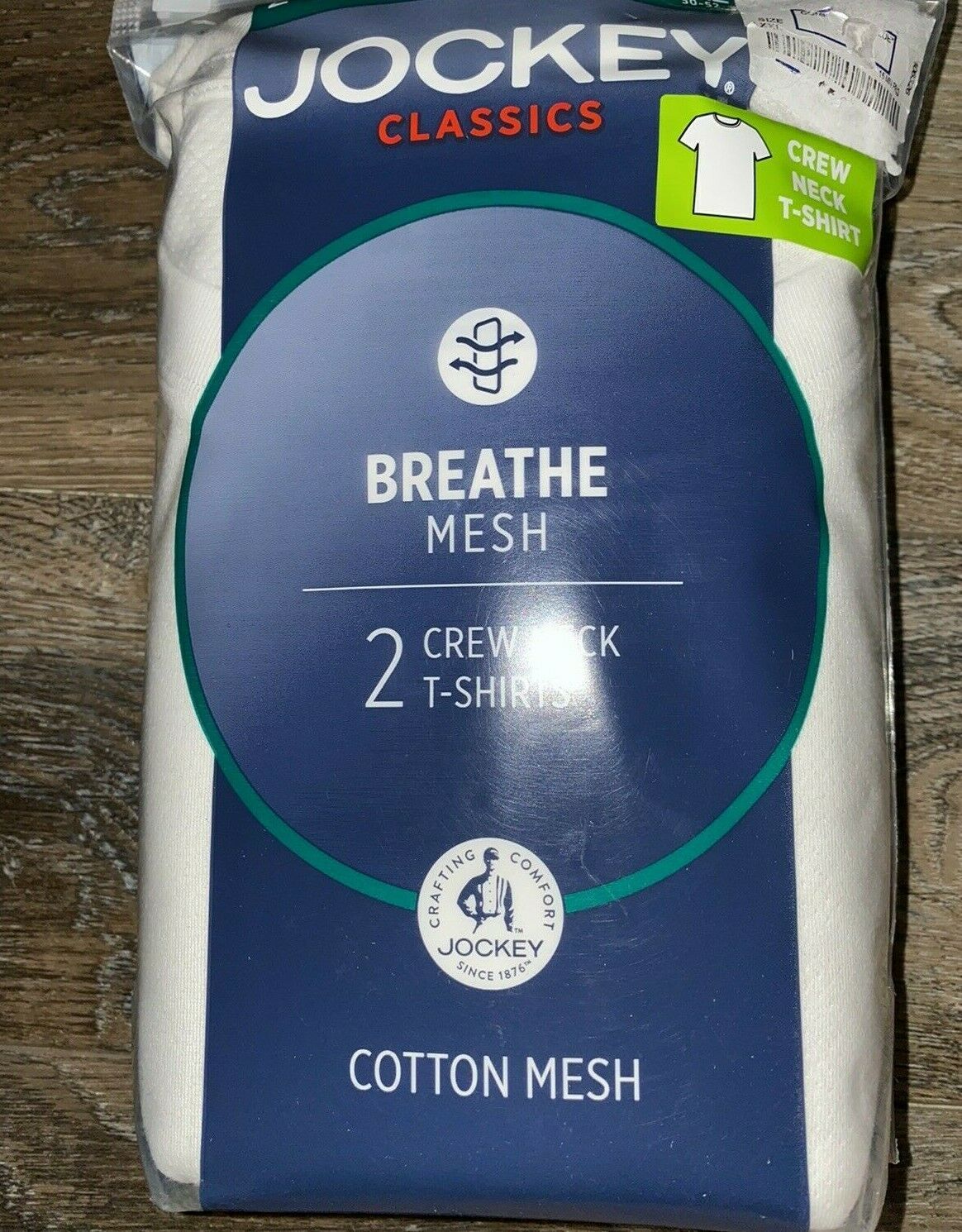 Jockey Men's 2Pack Crew Neck White Undershirts TShirts Cotton L