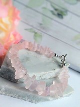 Pink Sea Glass Beach Strand Silver Bracelet, Beach Fashion, Beach Lover&#39;... - $18.99