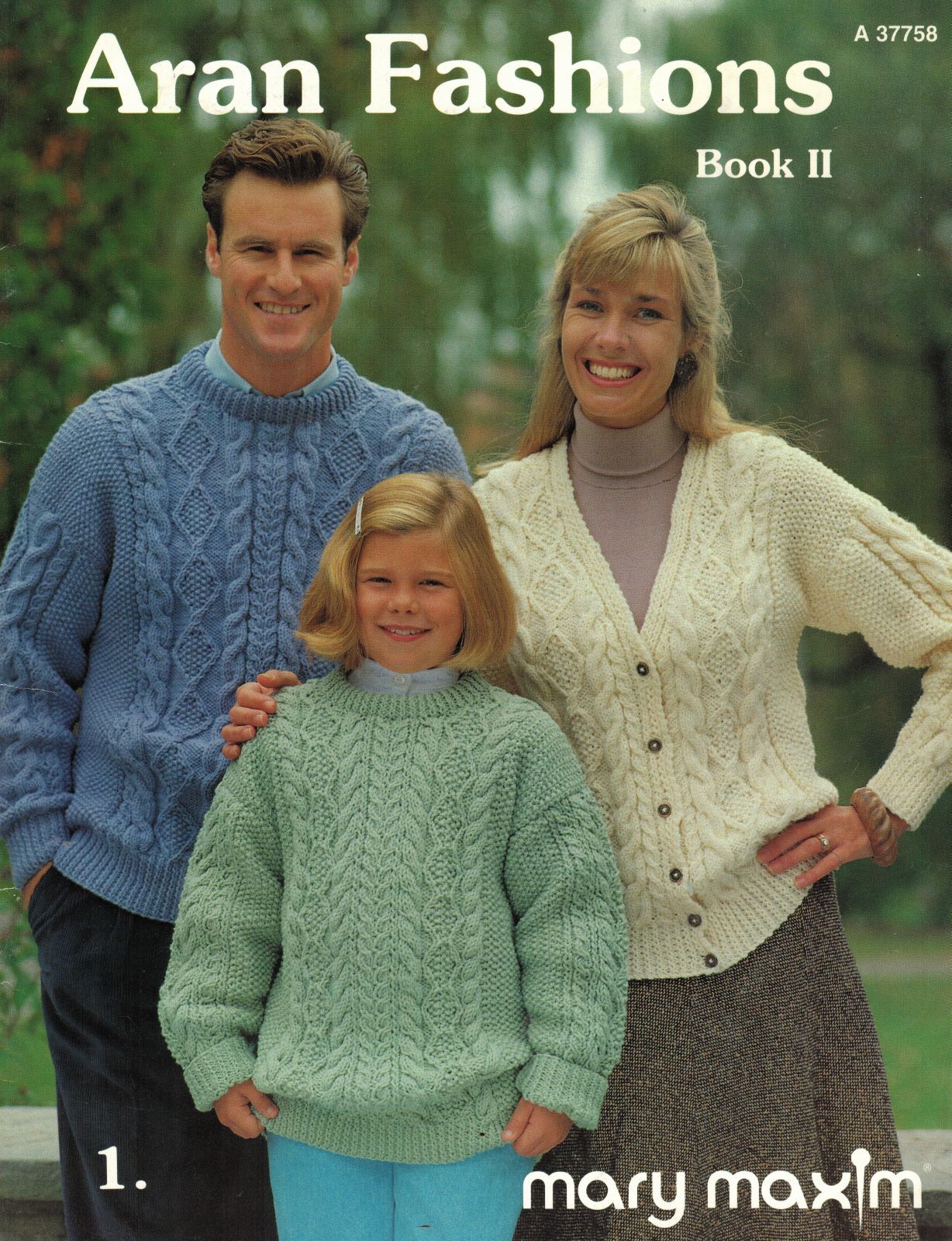 Mary Maxim Unisex Knit Aran Fashions Bk 2 Sweater Cardigan Pattern 30 ...