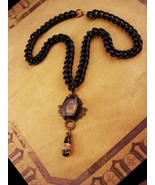 Gothic BAT necklace - Last Kiss in Paris venetian glass fob - Black morb... - $185.00