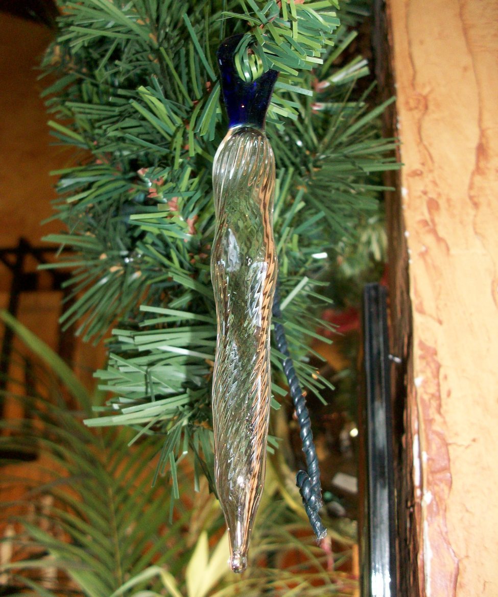 Set of 3 Blown Glass Icicle Ornaments, Hand Crafted, New Other