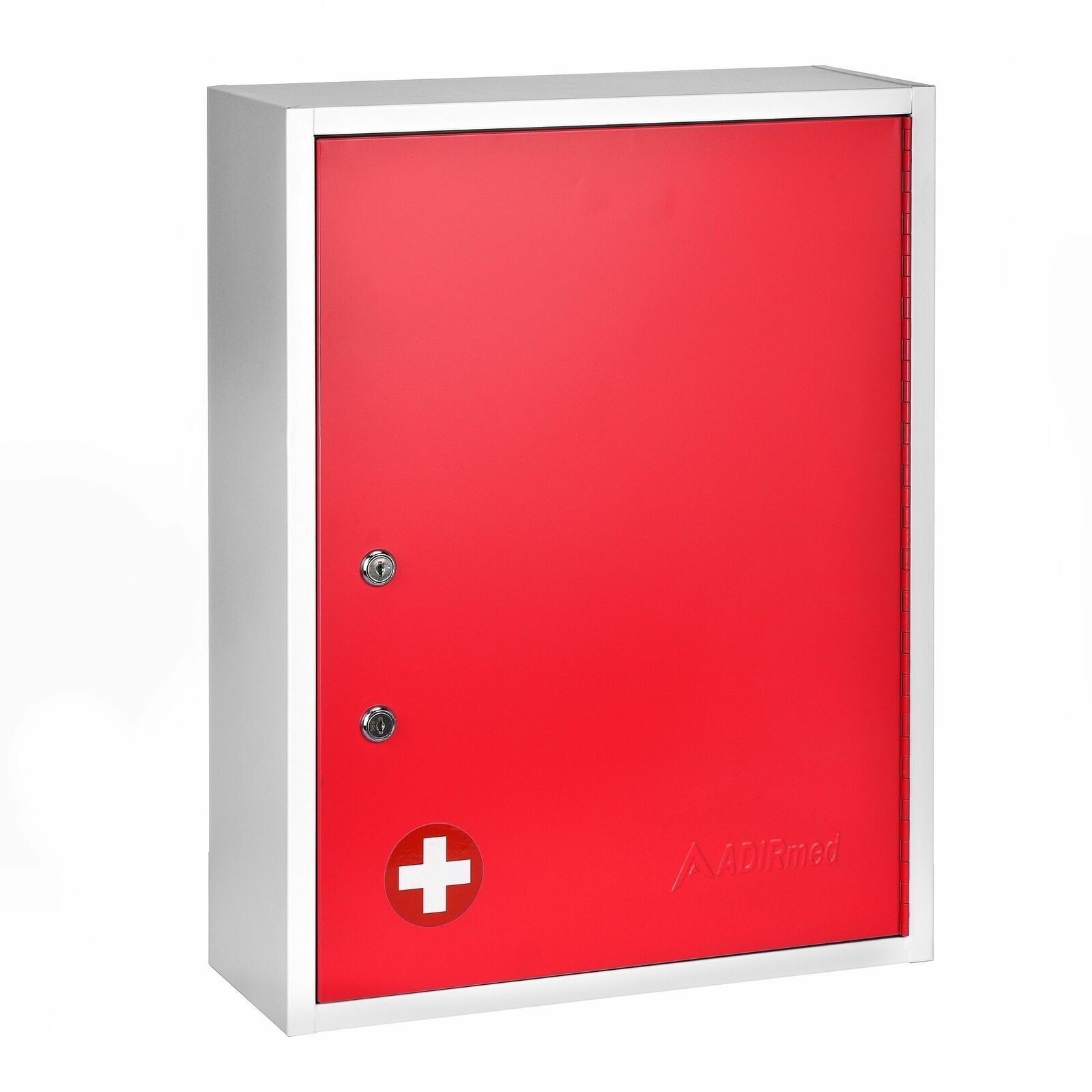 AdirMed Red Steel Large Wall Mount Dual Lock Medical Security Medicine